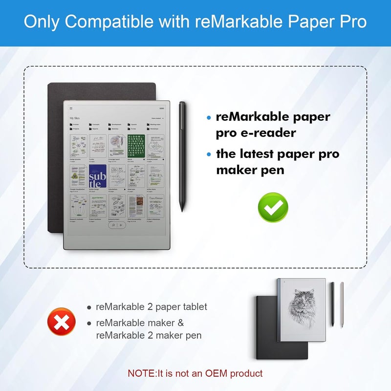 REEYEAR Titanium Pencil Tip & PET Matte Screen Protector Bundle fits for Remarkable Paper Pro E-Reader for True Paper Feel Smooth Writing–No Wear Out Fine Tip+Anti-Glare Protect Film, Crystal Clear - Image 2